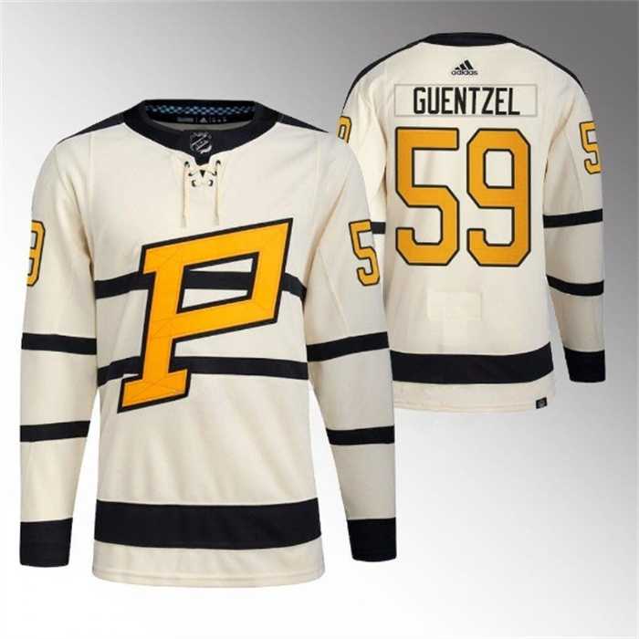Mens Pittsburgh Penguins #59 Jake Guentzel Cream 2023 Winter Classic Stitched Jersey Dzhi